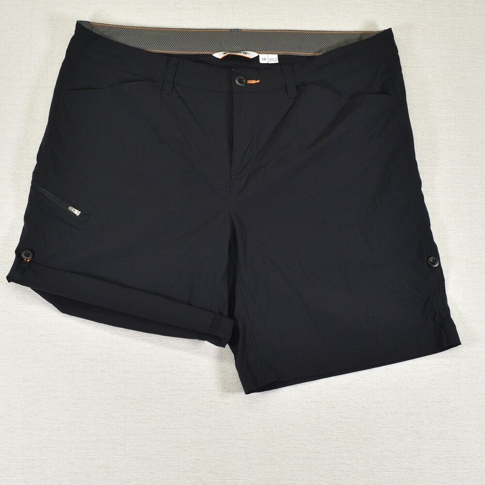 Orvis Shorts Womens 14 Black Pockets Outdoor Casual Activewear Roll Up Gorpcore